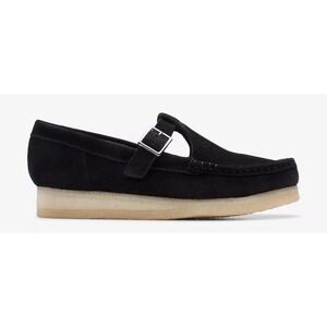 Clarks Women Wallabee T Bar Black Suede 26175666 Size 7.5 NIB